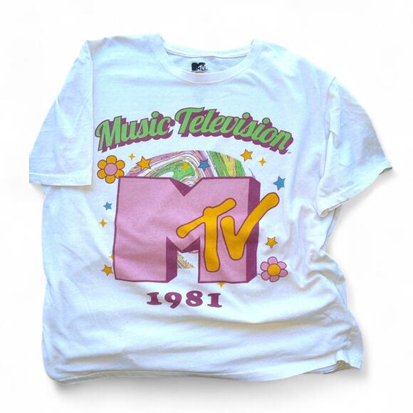 MTV 1981 Music Television Reproduction Graphic T-Shirt 1X - Picture 1 of 6